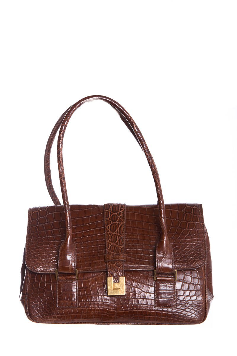 Lambertson Truex Brown Alligator Shoulder Bag