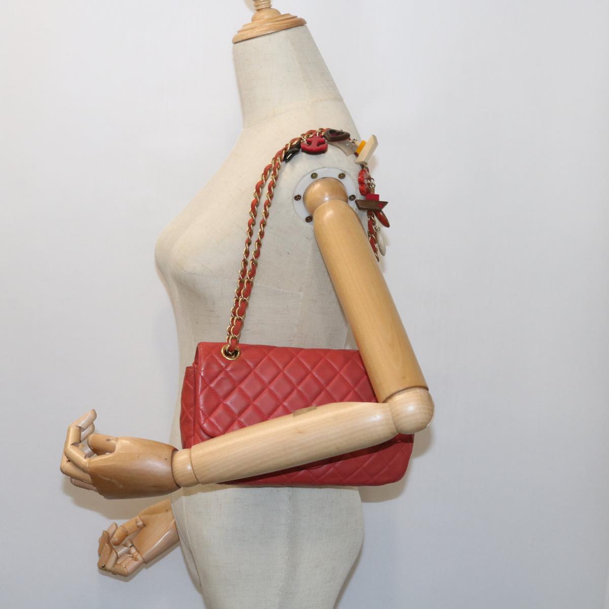 CHANEL Matelasse Chain Shoulder Bag Lamb Skin Valentine Only Pink CC 57072A