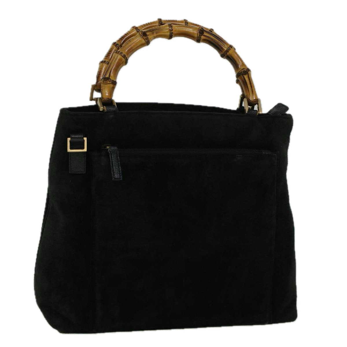 GUCCI Bamboo Hand Bag Suede Black 002 2058 0508 0 57181