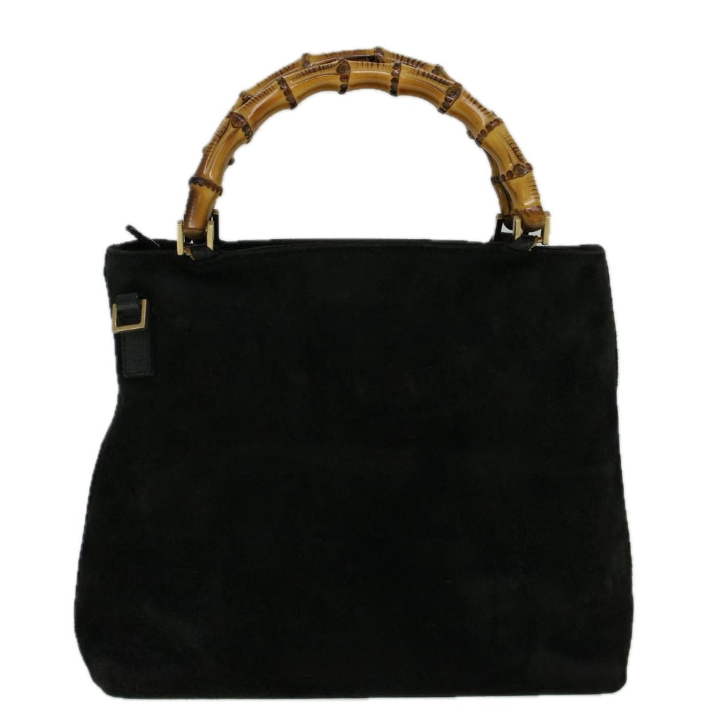 GUCCI Bamboo Hand Bag Suede Black 002 2058 0508 0 57181