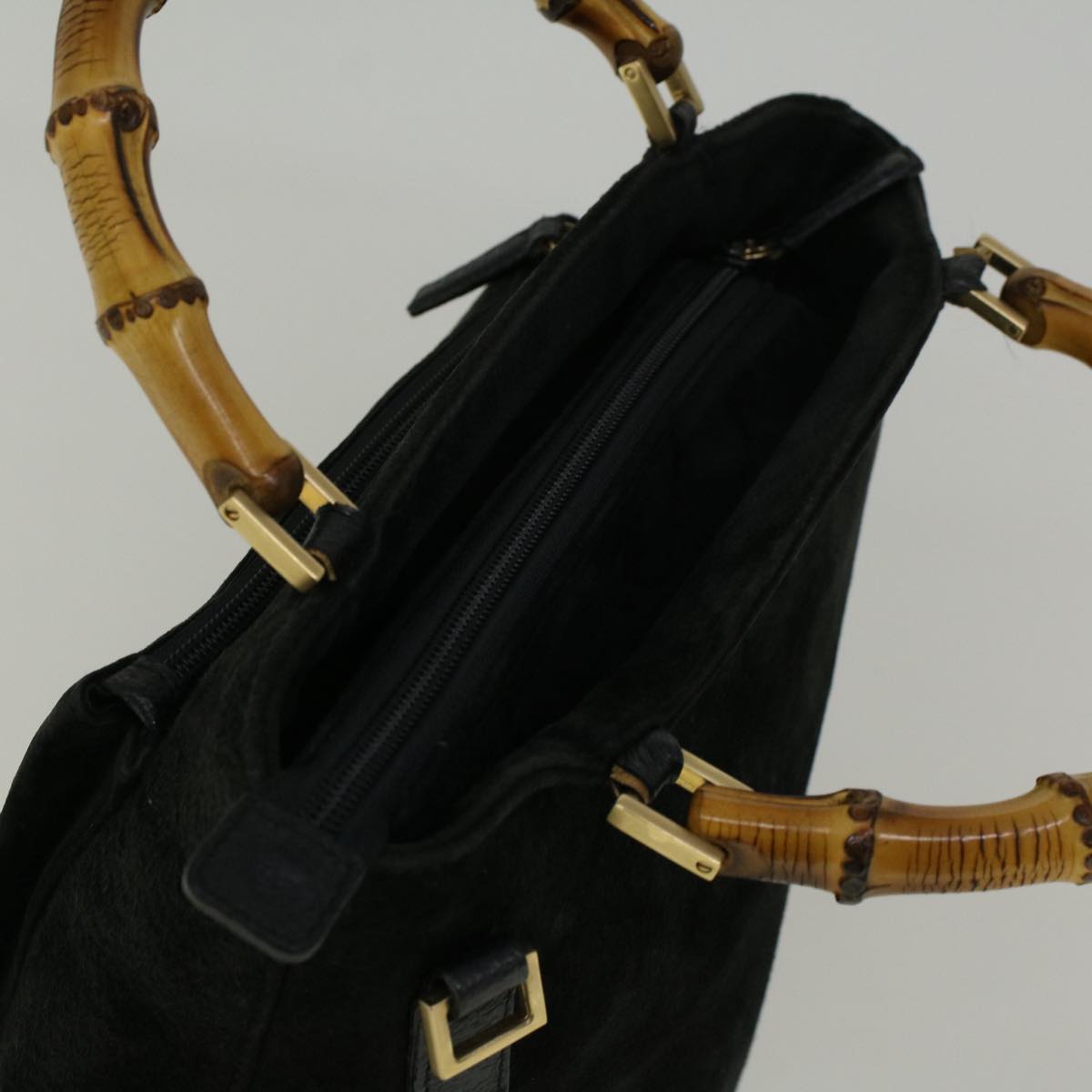 GUCCI Bamboo Hand Bag Suede Black 002 2058 0508 0 57181