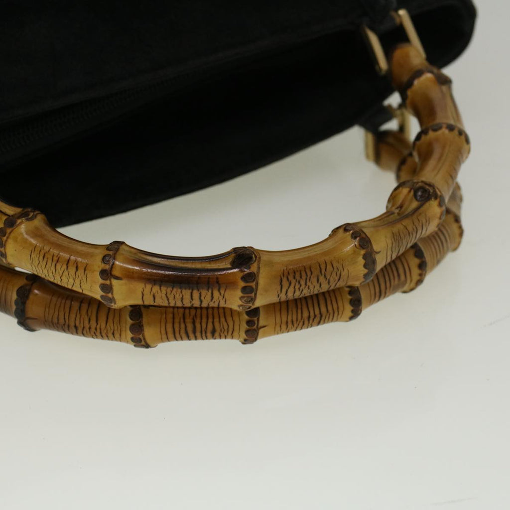 GUCCI Bamboo Hand Bag Suede Black 002 2058 0508 0 57181