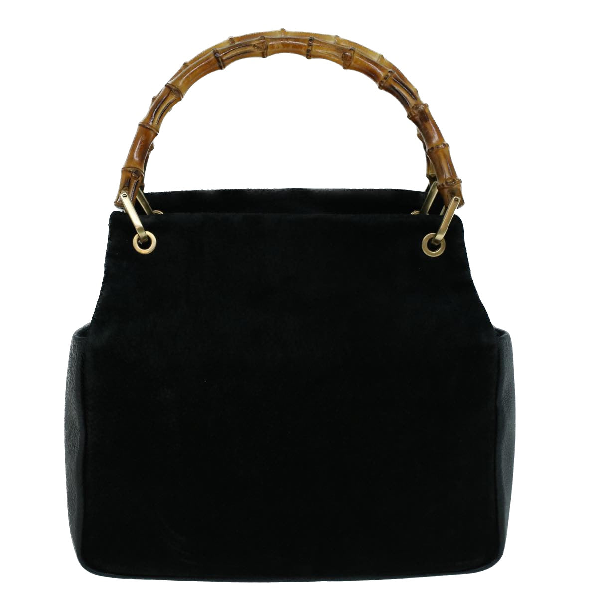 GUCCI Bamboo Hand Bag Suede Black 000 3444 0580 57187