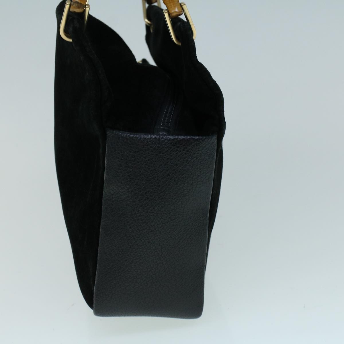 GUCCI Bamboo Hand Bag Suede Black 000 3444 0580 57187