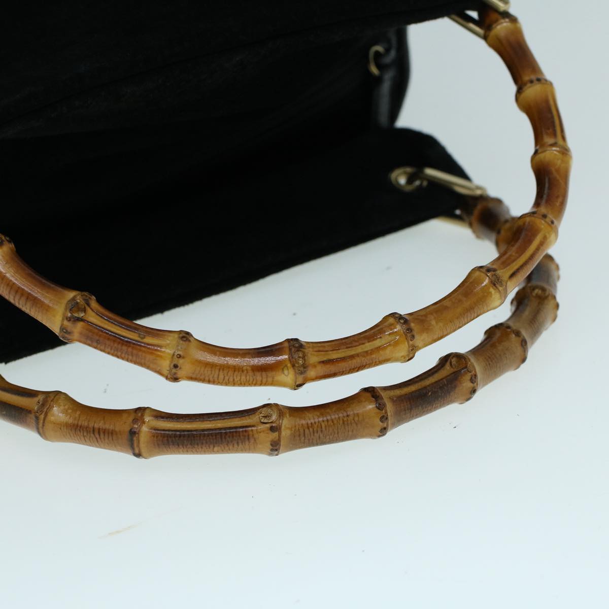 GUCCI Bamboo Hand Bag Suede Black 000 3444 0580 57187
