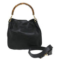 GUCCI Bamboo Shoulder Bag Leather 2way Black 001 2404 1638 57188