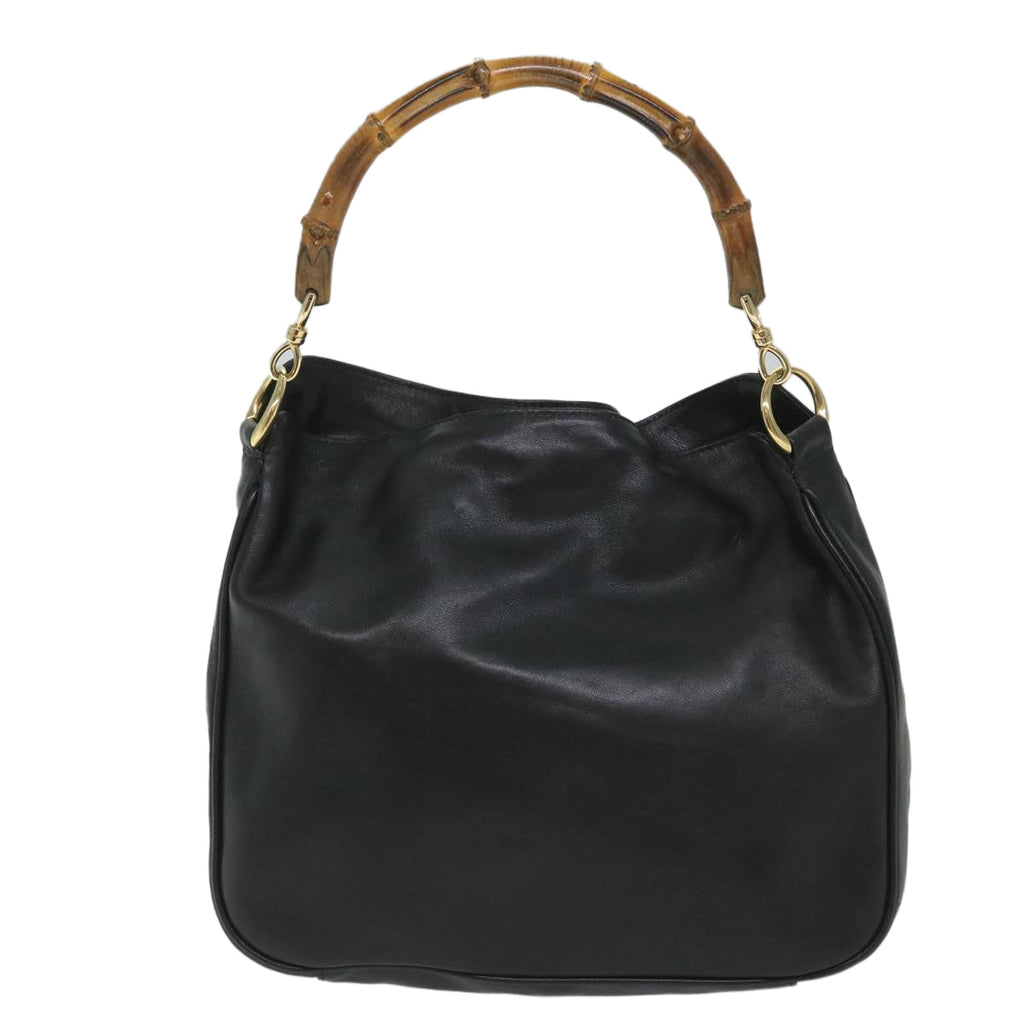 GUCCI Bamboo Shoulder Bag Leather 2way Black 001 2404 1638 57188