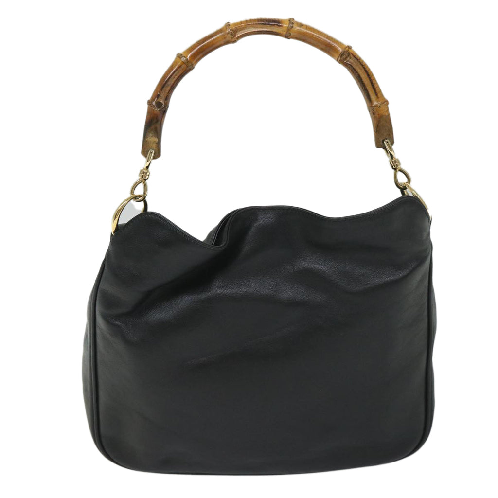 GUCCI Bamboo Shoulder Bag Leather 2way Black 001 2404 1638 57188