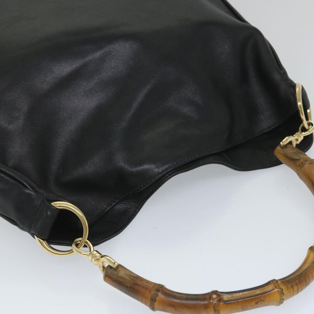 GUCCI Bamboo Shoulder Bag Leather 2way Black 001 2404 1638 57188