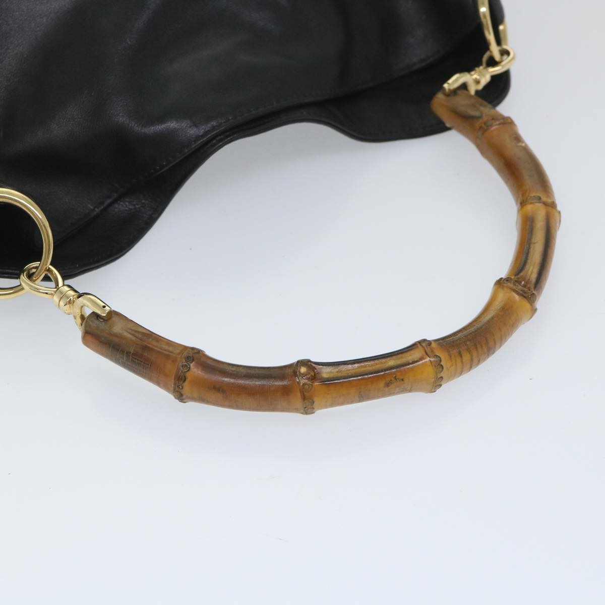 GUCCI Bamboo Shoulder Bag Leather 2way Black 001 2404 1638 57188