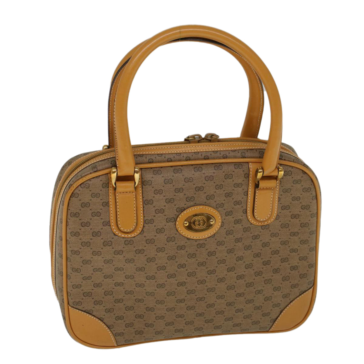 GUCCI Micro GG Canvas Hand Bag PVC Leather Beige 000 39 0030 57200