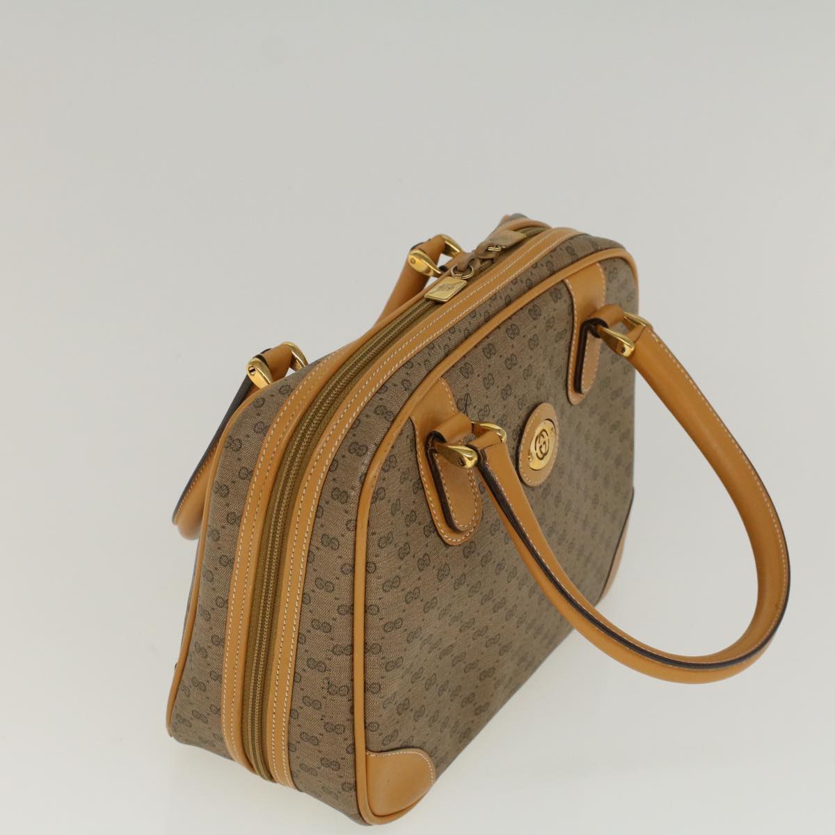 GUCCI Micro GG Canvas Hand Bag PVC Leather Beige 000 39 0030 57200
