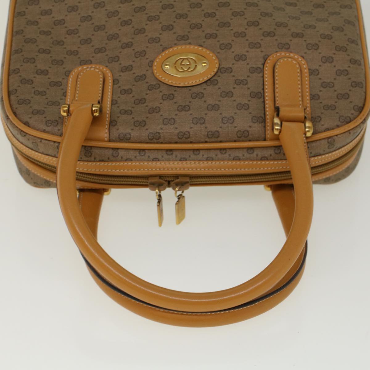 GUCCI Micro GG Canvas Hand Bag PVC Leather Beige 000 39 0030 57200