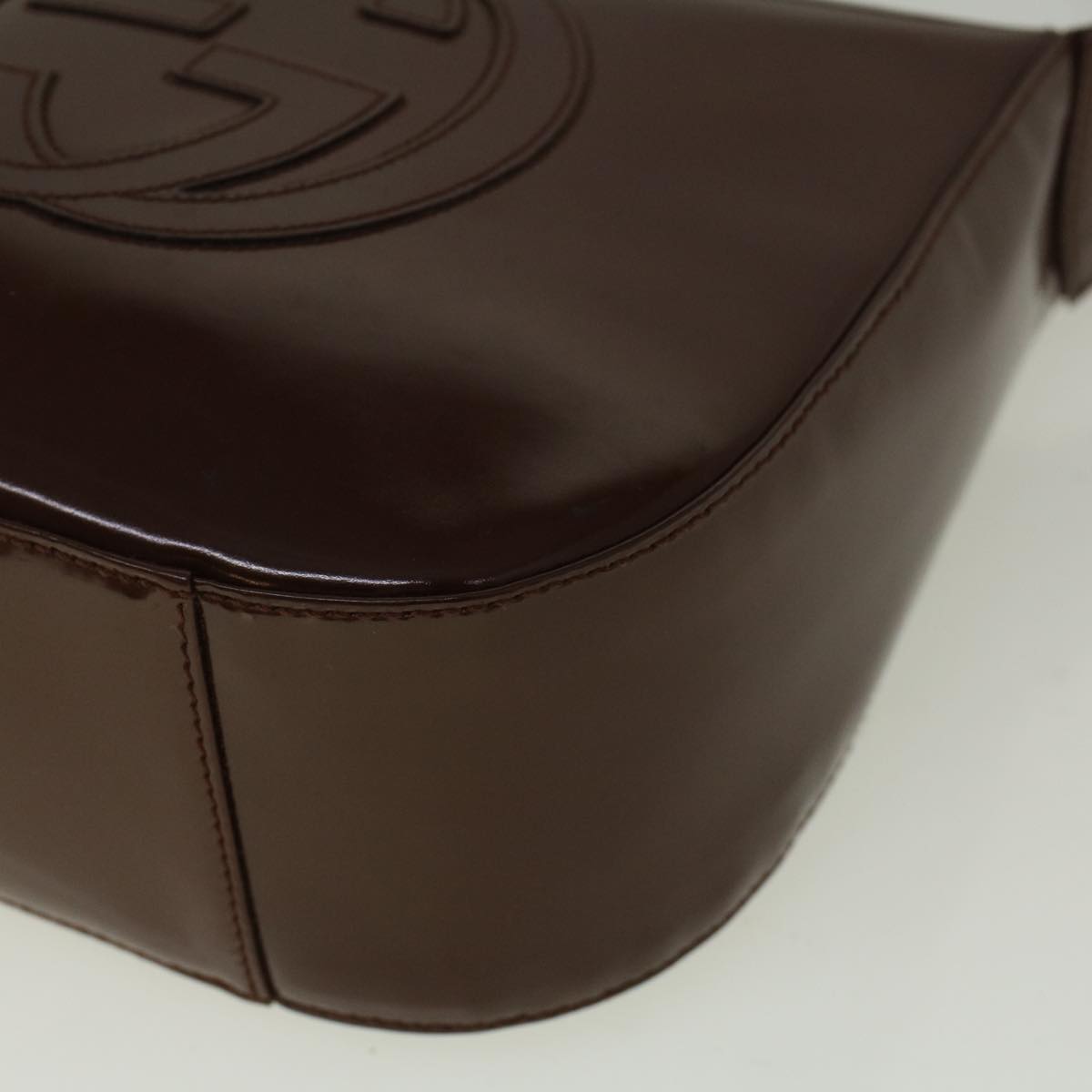 GUCCI Interlocking Shoulder Bag Patent leather Brown 57203