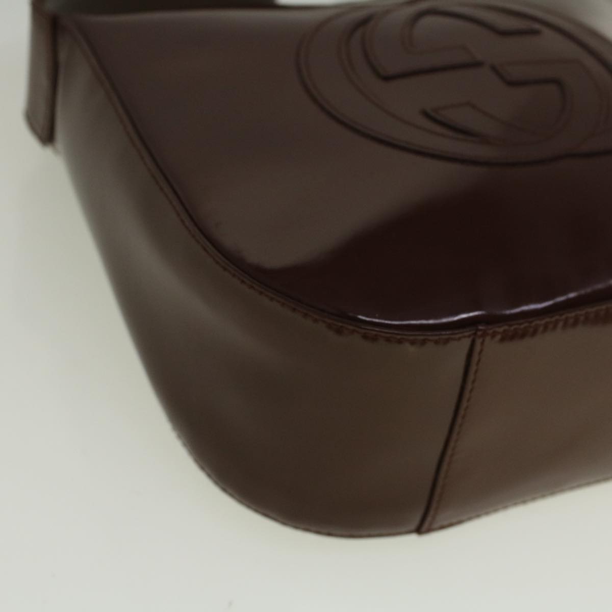 GUCCI Interlocking Shoulder Bag Patent leather Brown 57203