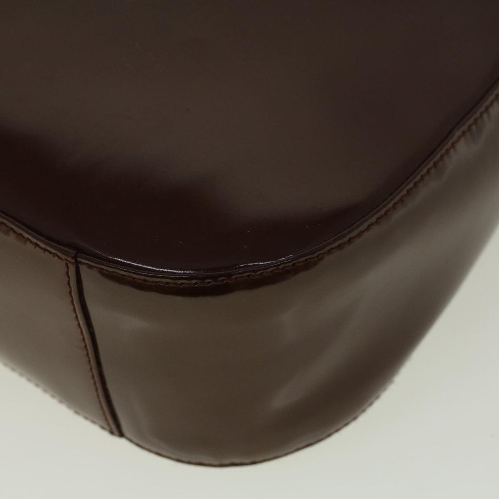 GUCCI Interlocking Shoulder Bag Patent leather Brown 57203