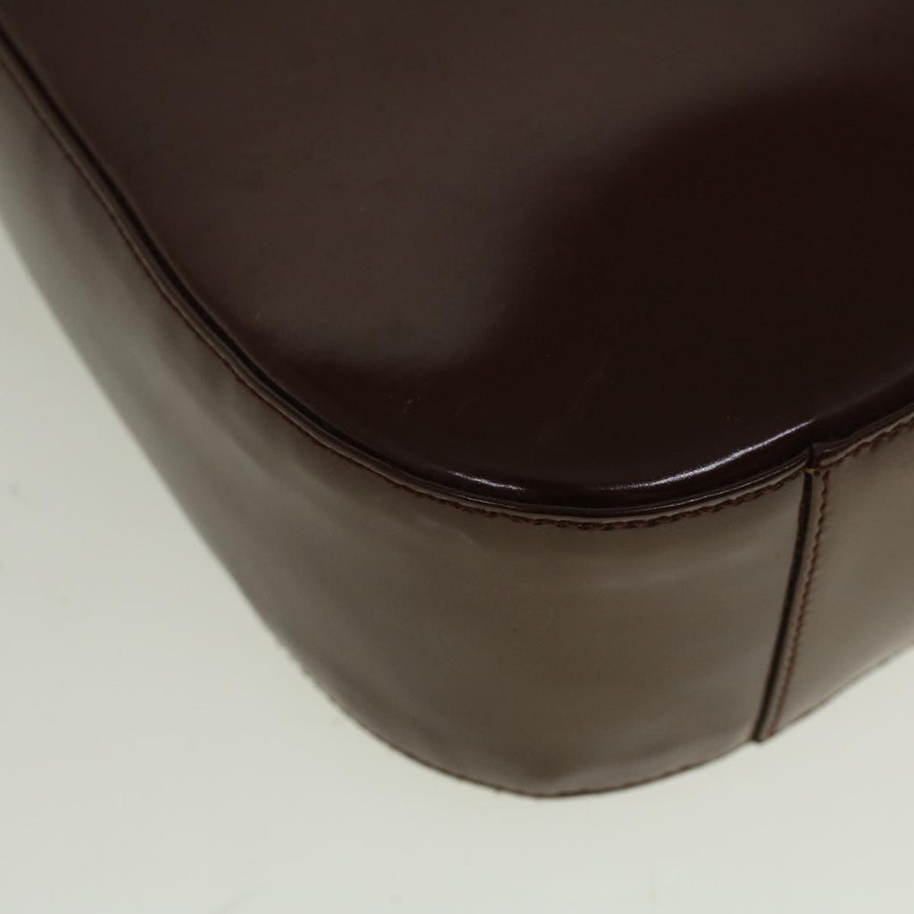 GUCCI Interlocking Shoulder Bag Patent leather Brown 57203