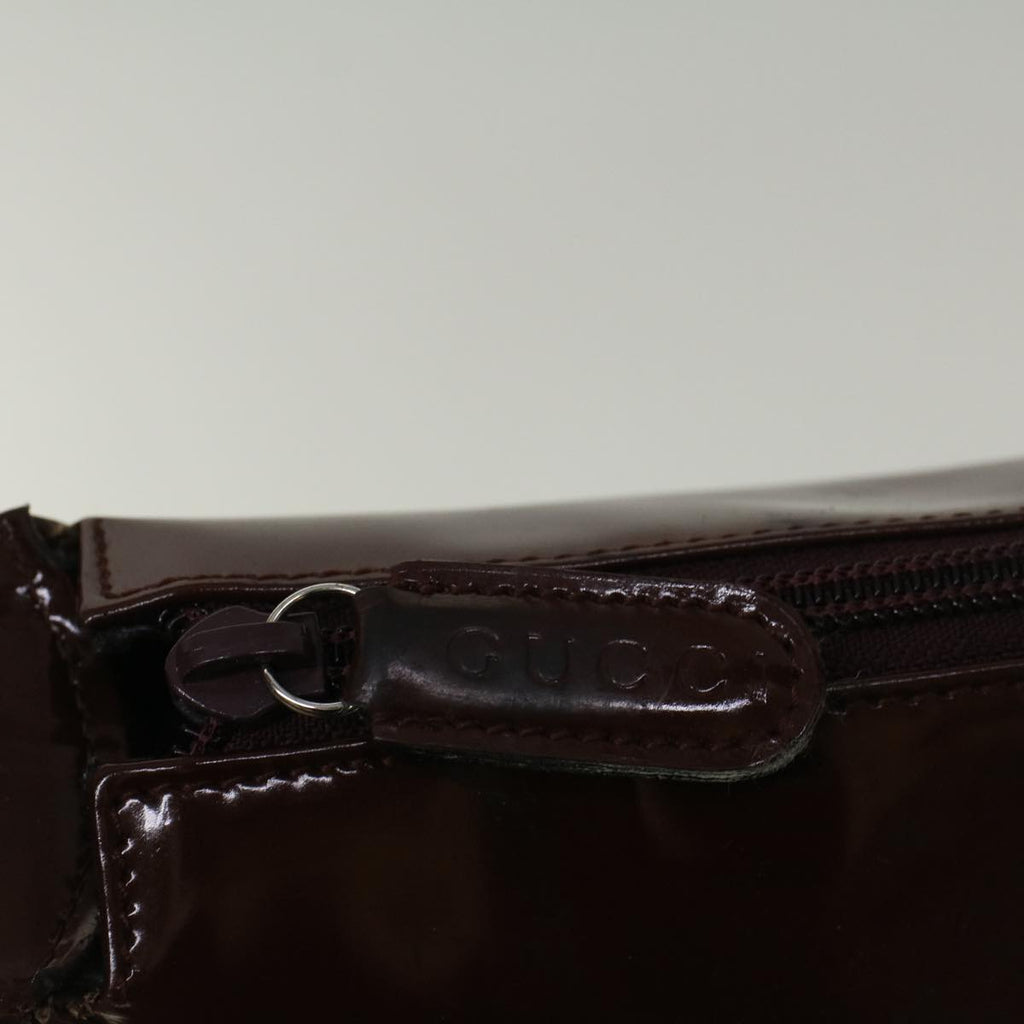 GUCCI Interlocking Shoulder Bag Patent leather Brown 57203