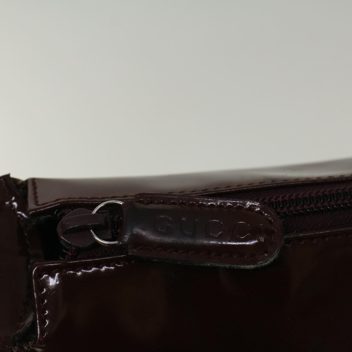 GUCCI Interlocking Shoulder Bag Patent leather Brown 57203