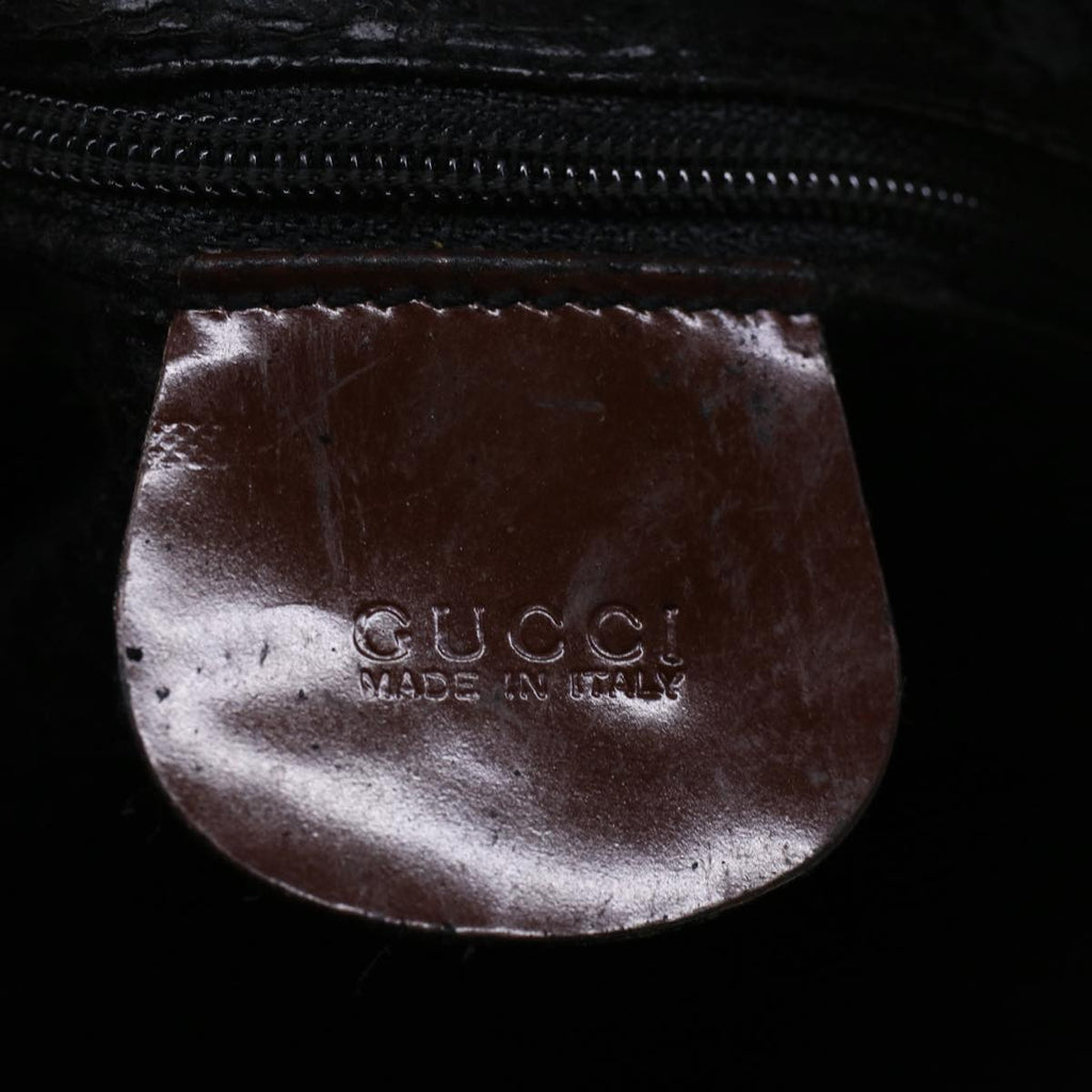 GUCCI Interlocking Shoulder Bag Patent leather Brown 57203