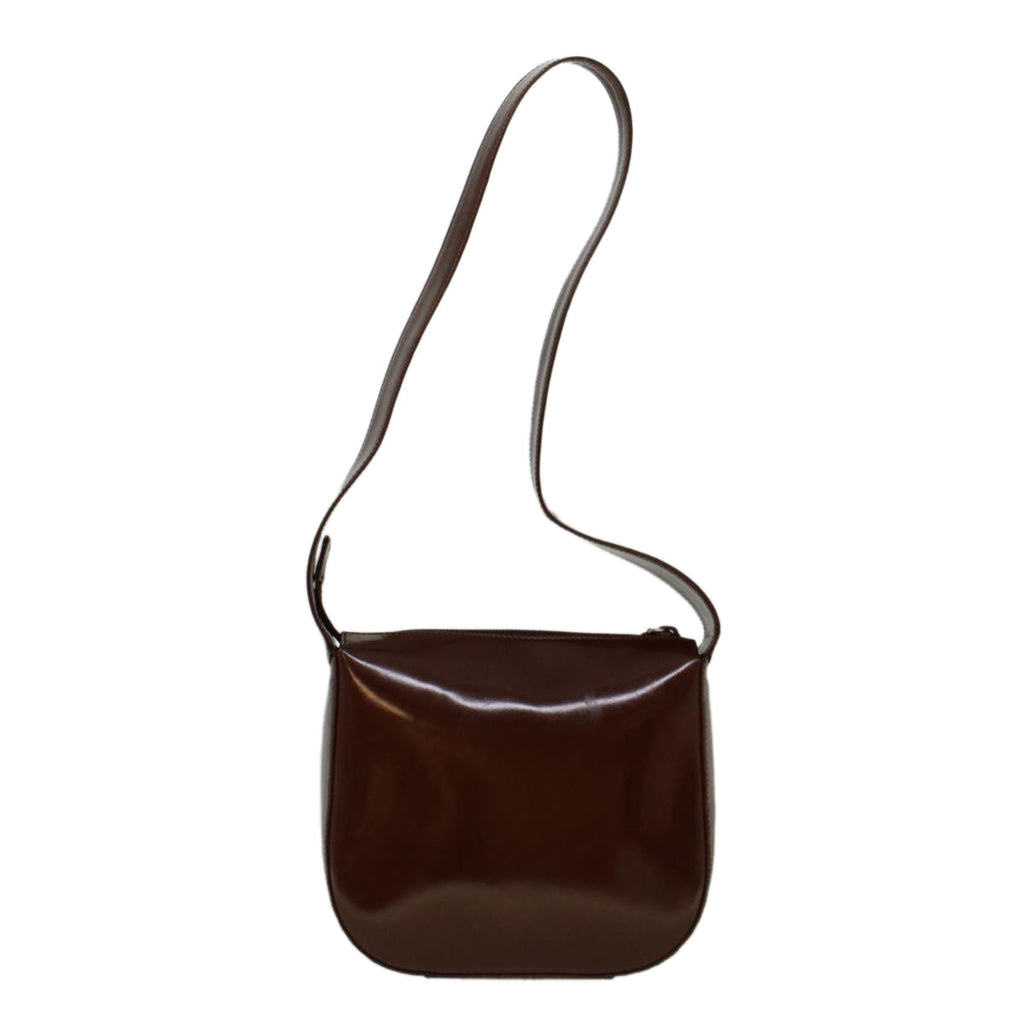 GUCCI Interlocking Shoulder Bag Patent leather Brown 57203