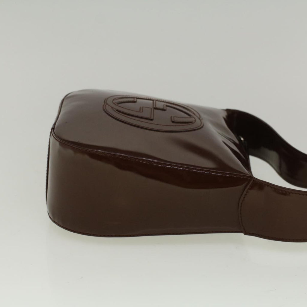 GUCCI Interlocking Shoulder Bag Patent leather Brown 57203