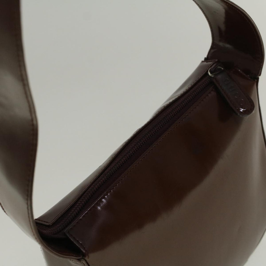 GUCCI Interlocking Shoulder Bag Patent leather Brown 57203
