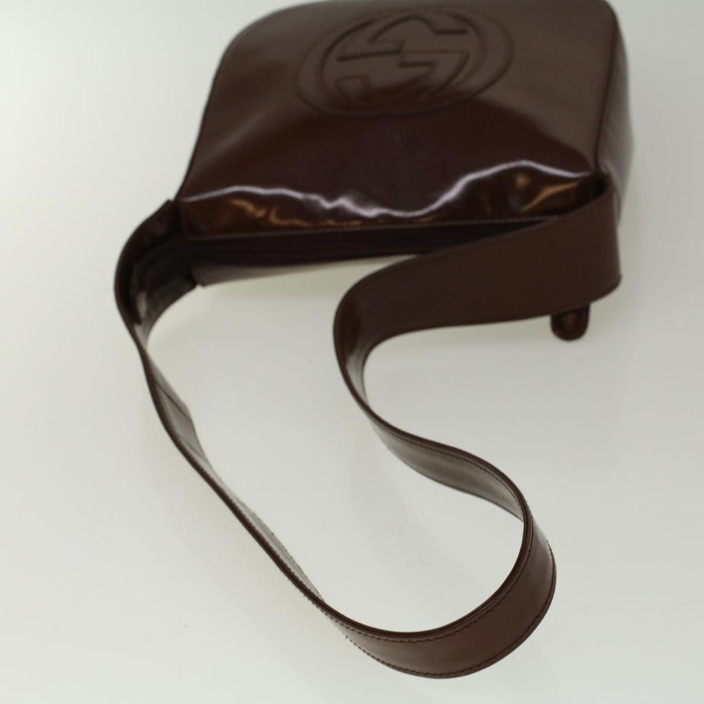 GUCCI Interlocking Shoulder Bag Patent leather Brown 57203