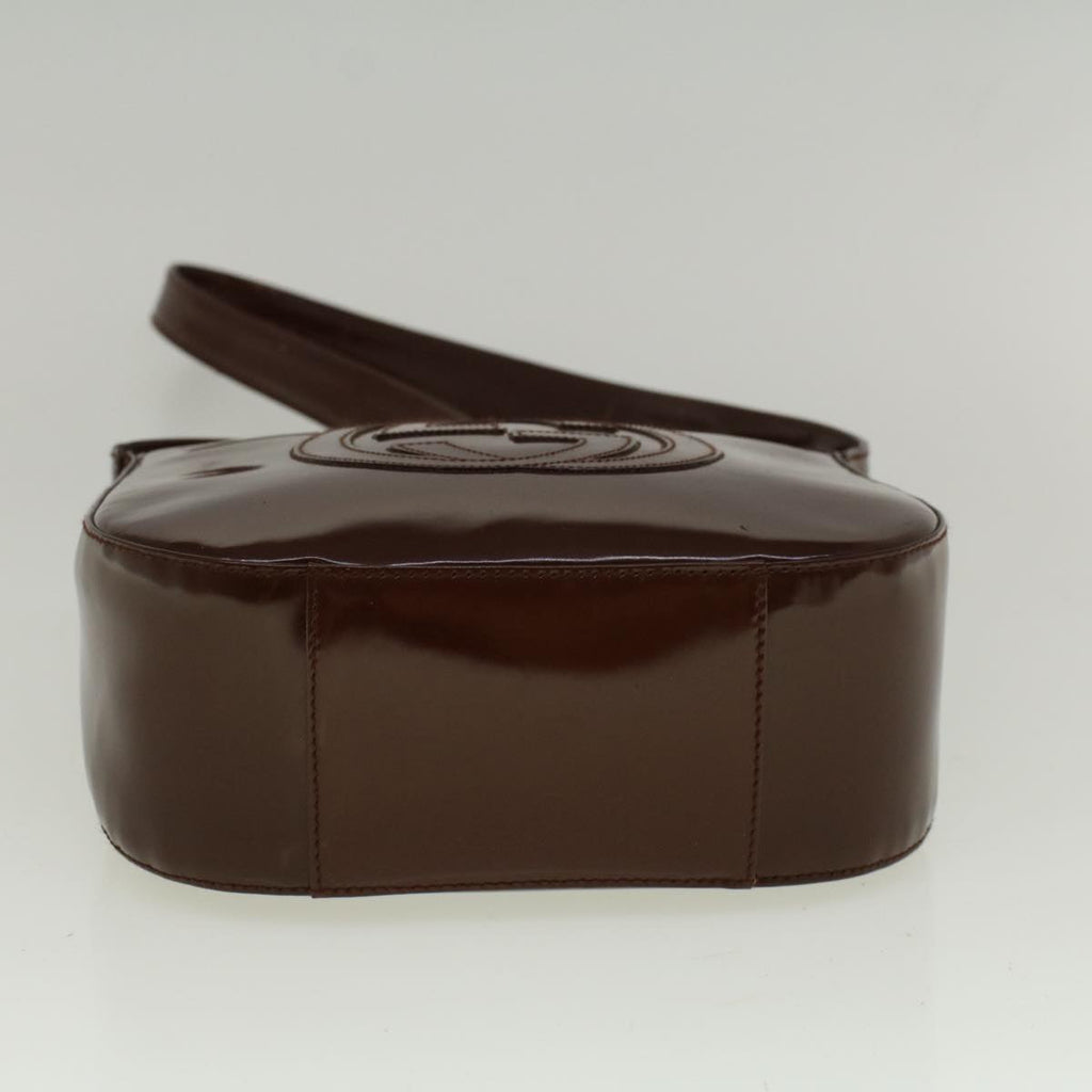 GUCCI Interlocking Shoulder Bag Patent leather Brown 57203