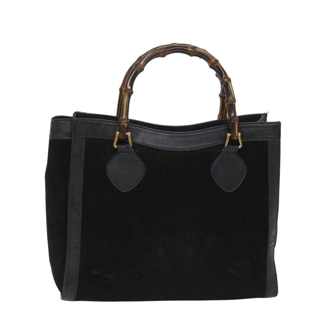 GUCCI Bamboo Hand Bag Suede Black 002 115 0260 57208