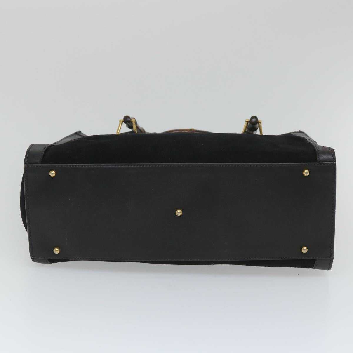 GUCCI Bamboo Hand Bag Suede Black 002 115 0260 57208