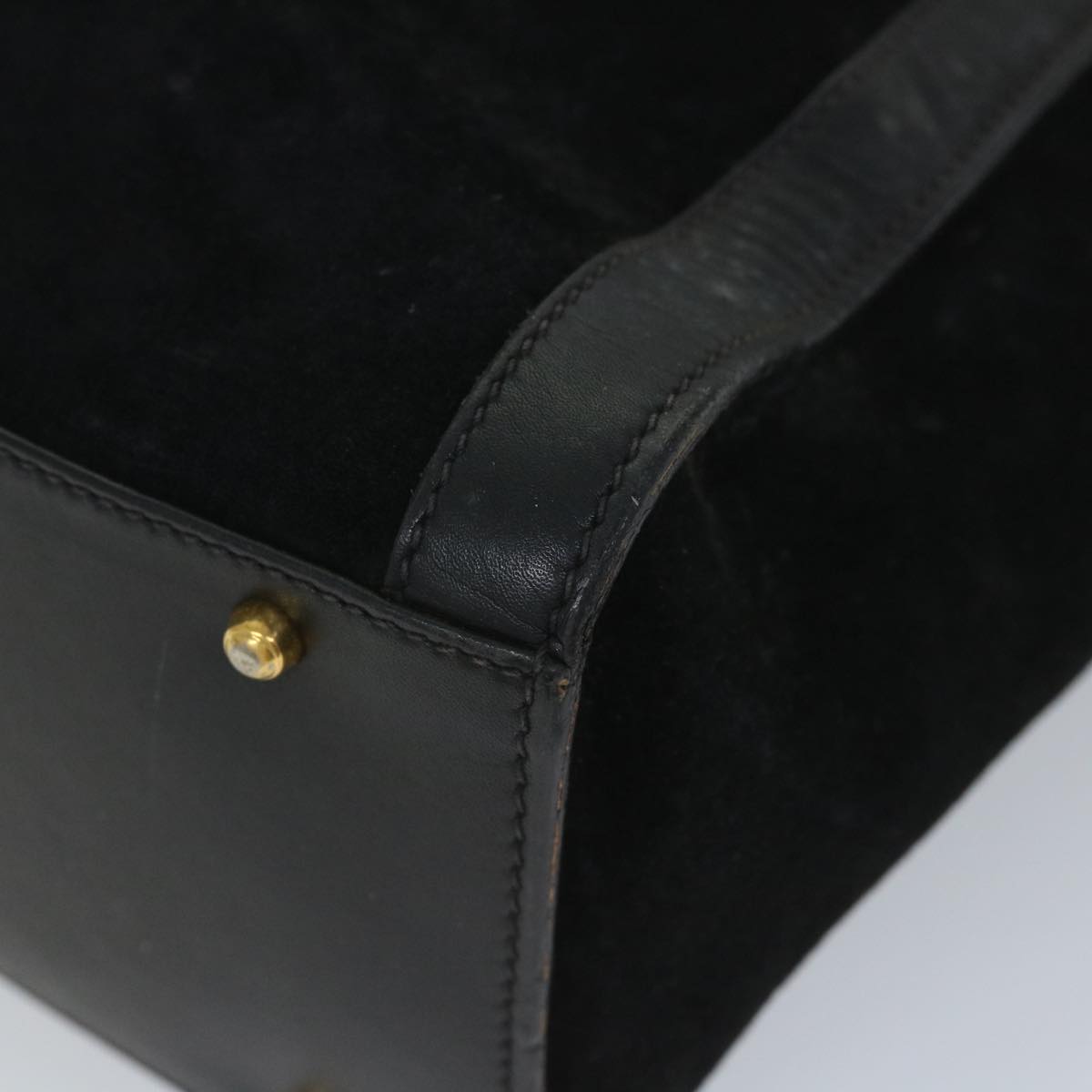 GUCCI Bamboo Hand Bag Suede Black 002 115 0260 57208