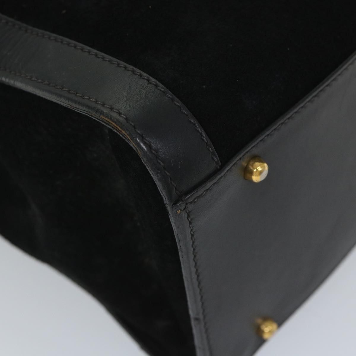 GUCCI Bamboo Hand Bag Suede Black 002 115 0260 57208