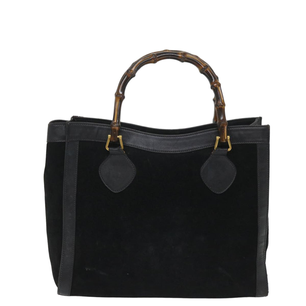 GUCCI Bamboo Hand Bag Suede Black 002 115 0260 57208