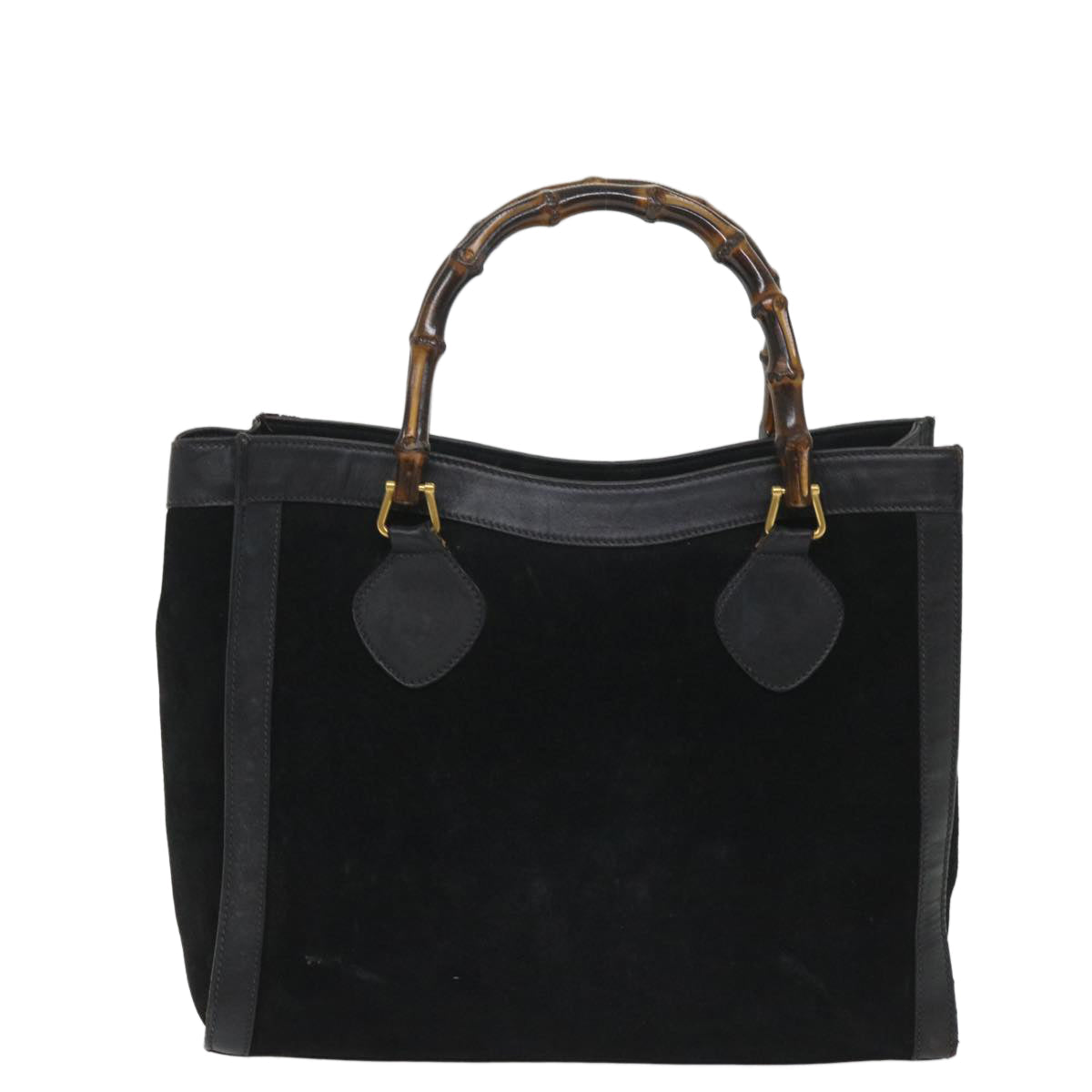 GUCCI Bamboo Hand Bag Suede Black 002 115 0260 57208