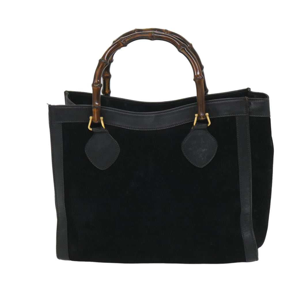 GUCCI Bamboo Hand Bag Suede Black 002 115 0260 57208