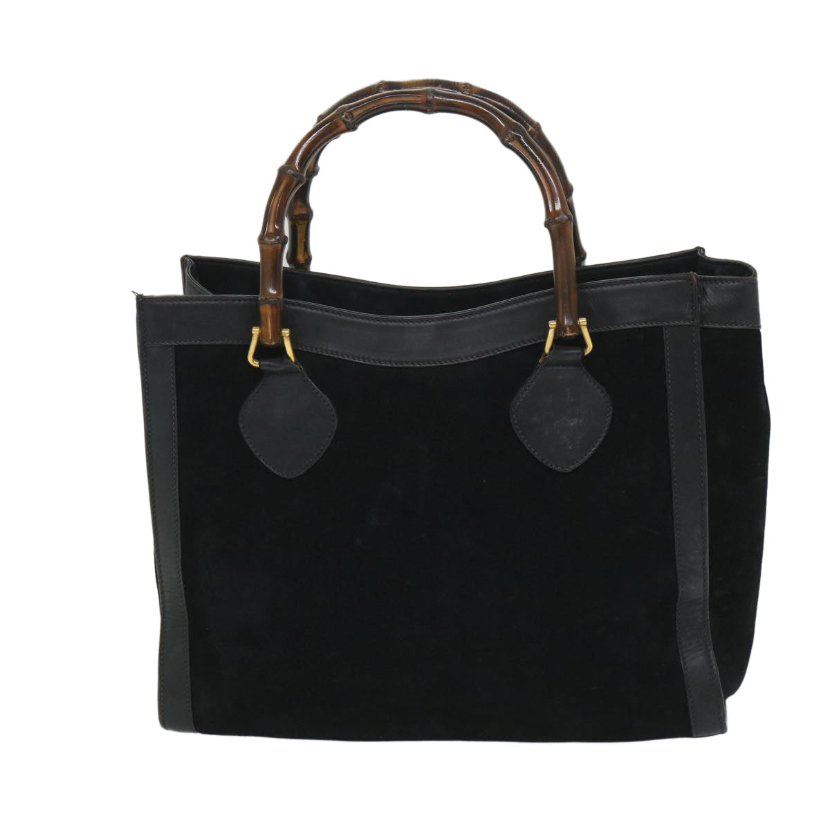 GUCCI Bamboo Hand Bag Suede Black 002 115 0260 57208