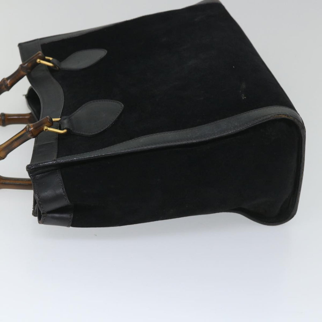 GUCCI Bamboo Hand Bag Suede Black 002 115 0260 57208