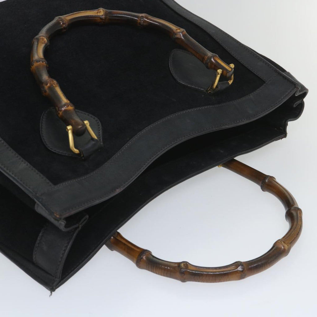 GUCCI Bamboo Hand Bag Suede Black 002 115 0260 57208
