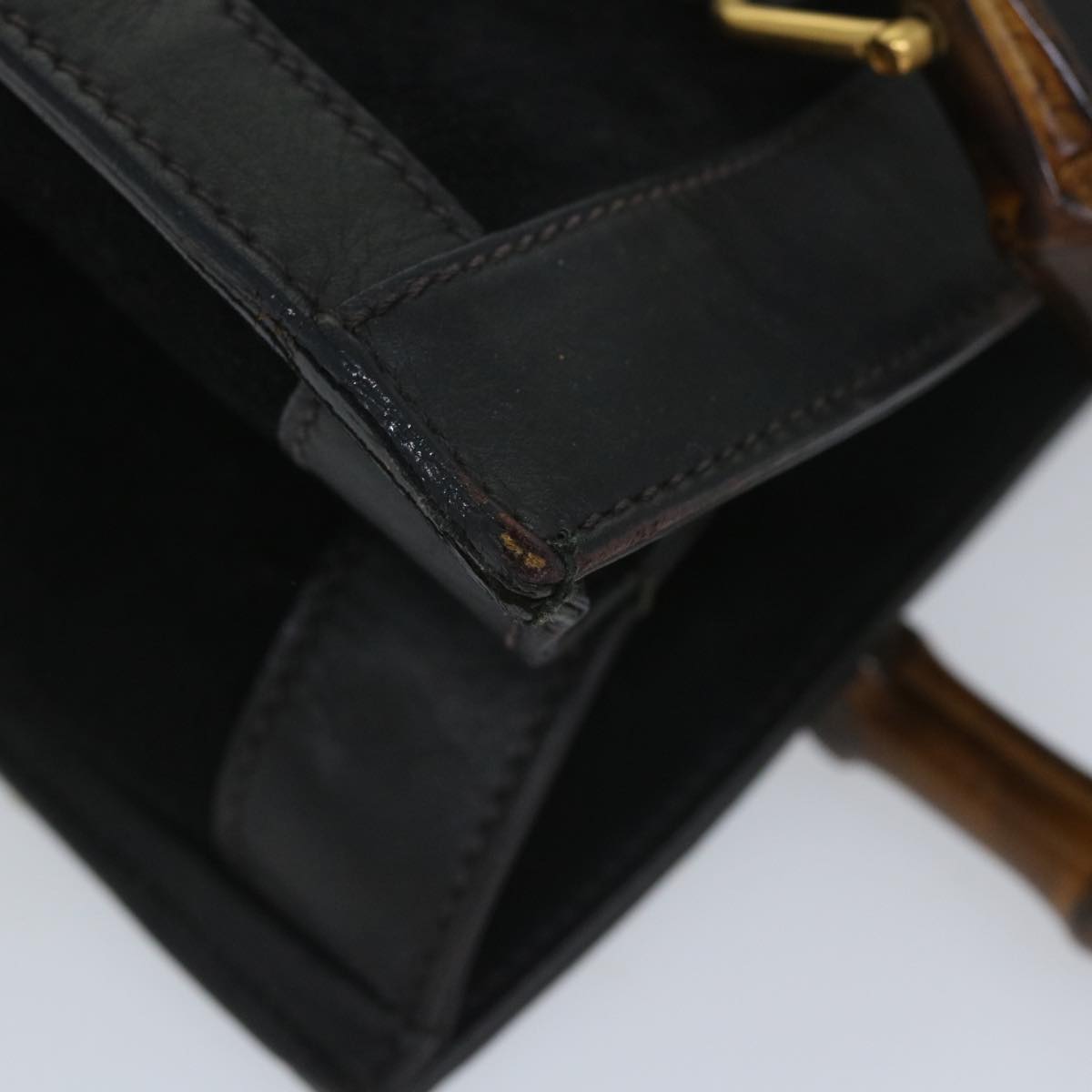 GUCCI Bamboo Hand Bag Suede Black 002 115 0260 57208
