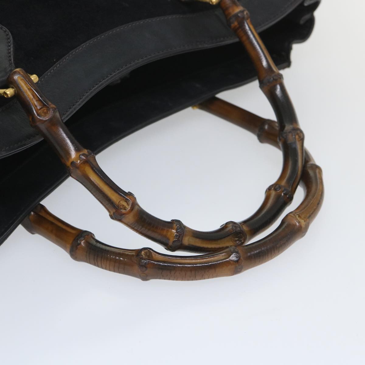 GUCCI Bamboo Hand Bag Suede Black 002 115 0260 57208