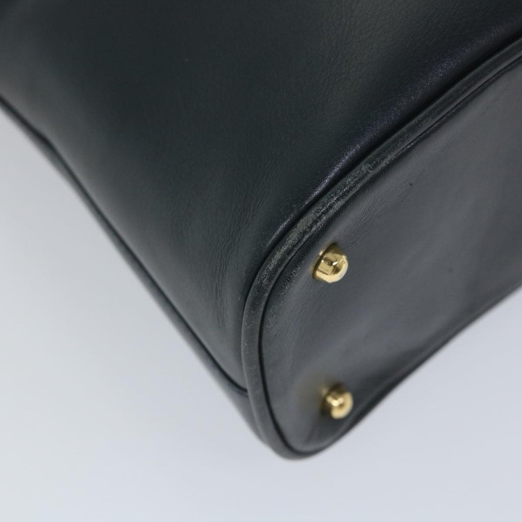 GUCCI Bamboo Hand Bag Leather 2way Navy 57227