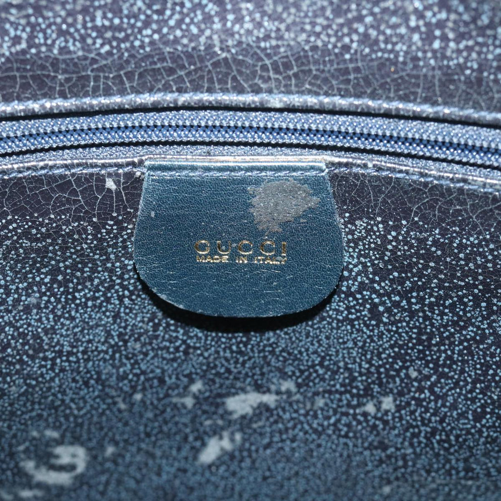 GUCCI Bamboo Hand Bag Leather 2way Navy 57227