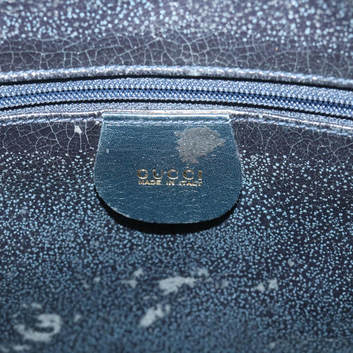 GUCCI Bamboo Hand Bag Leather 2way Navy 57227