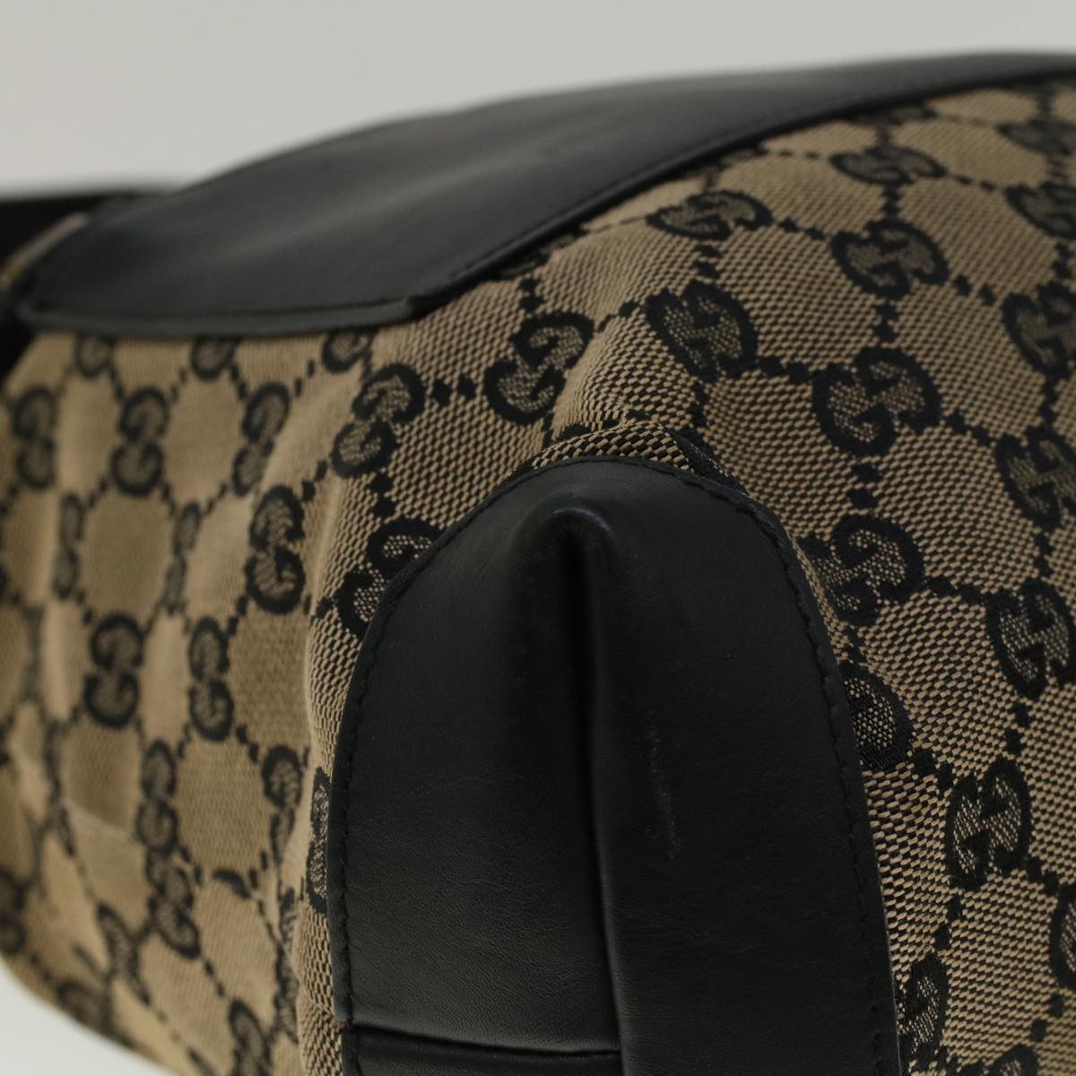 GUCCI GG Canvas Tote Bag Beige Black 0190402 57238