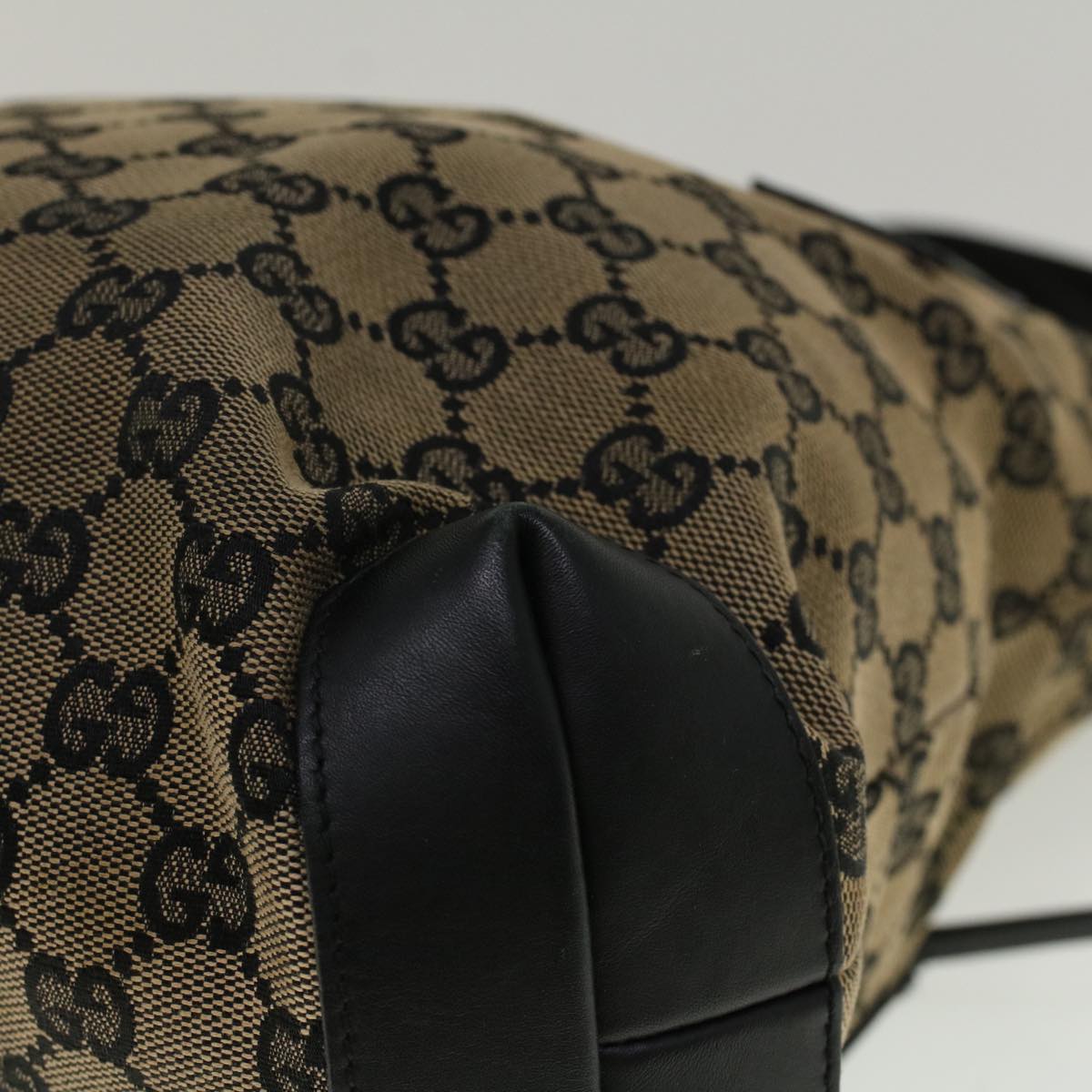GUCCI GG Canvas Tote Bag Beige Black 0190402 57238
