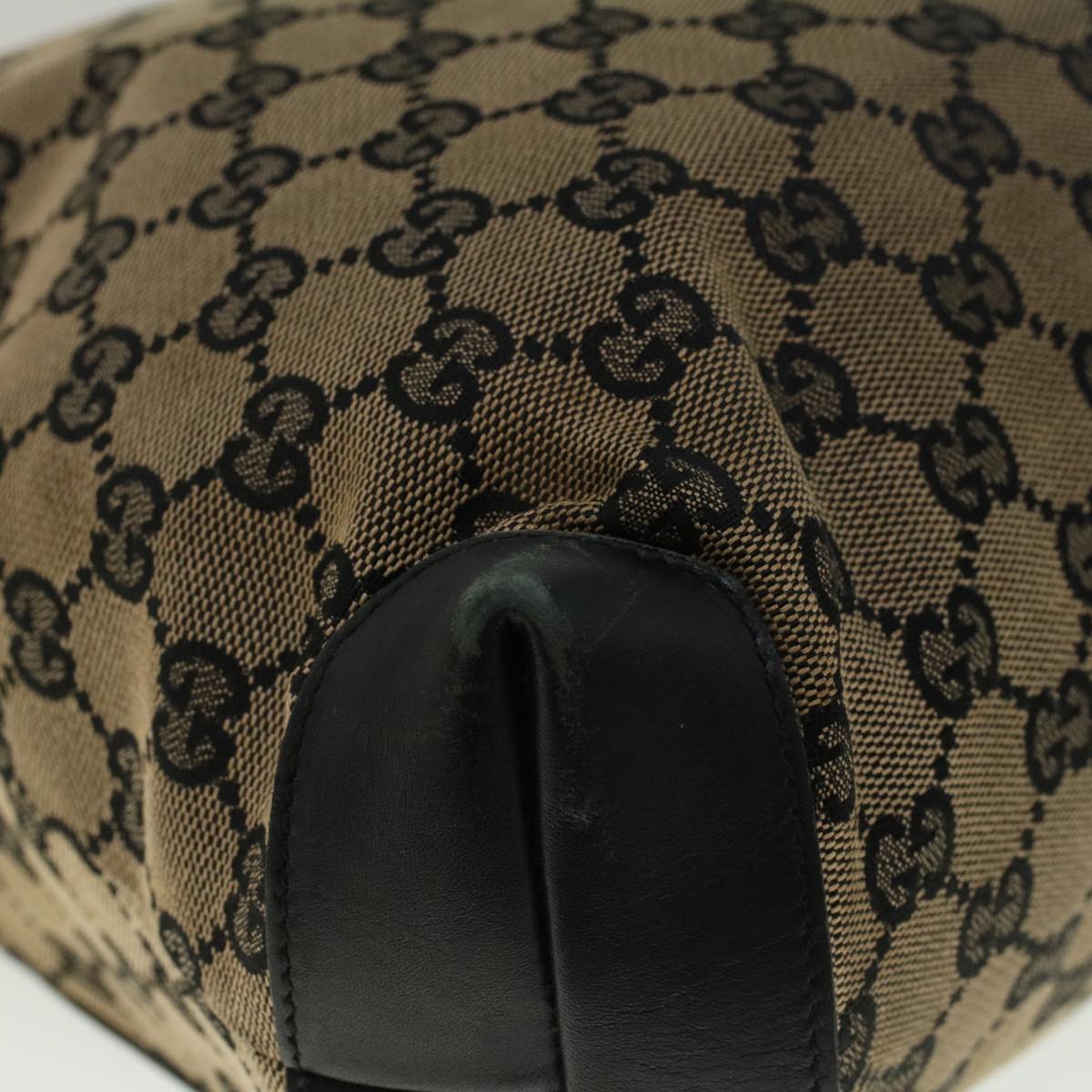 GUCCI GG Canvas Tote Bag Beige Black 0190402 57238