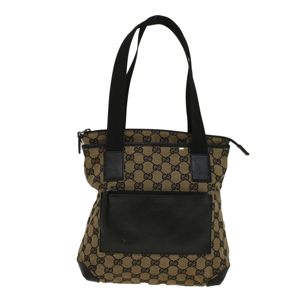 GUCCI GG Canvas Tote Bag Beige Black 0190402 57238