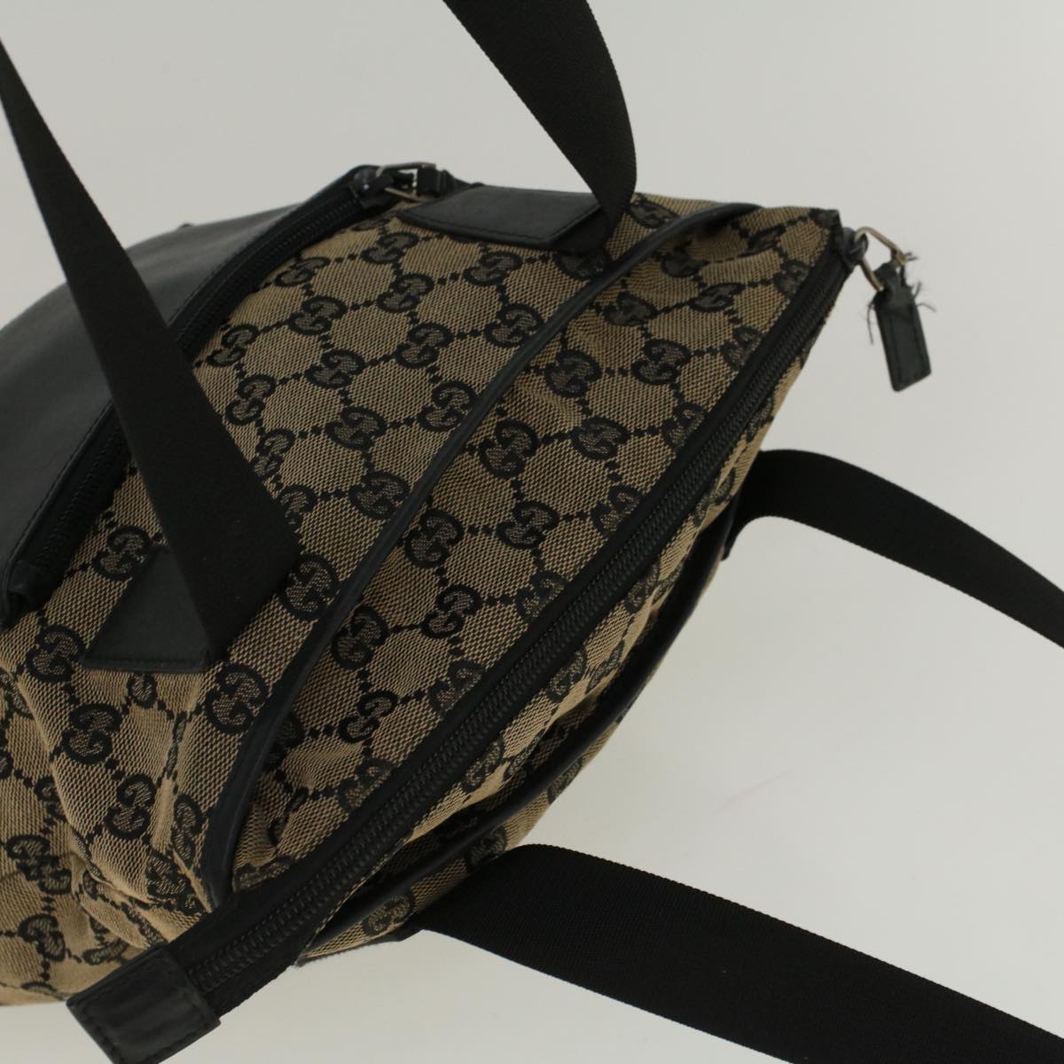 GUCCI GG Canvas Tote Bag Beige Black 0190402 57238
