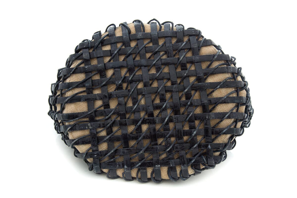 Nancy Gonzalez Black & Natural Woven Overlay Canvas Tote